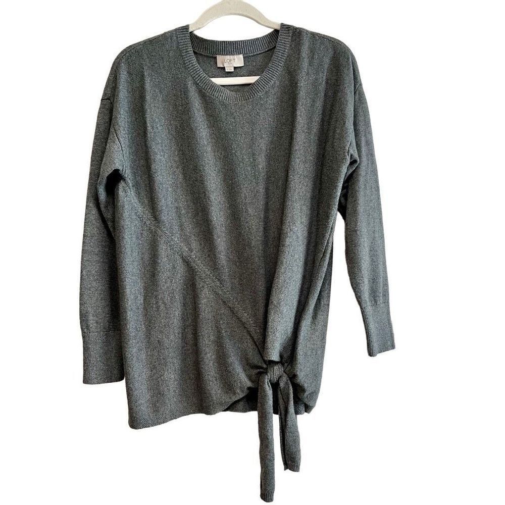 Ann Taylor Loft Outlet Women’s Gray Sweater Tie Knot Front Medium
